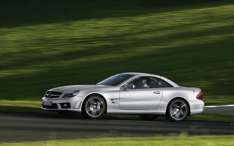 Silver Mercedes-Benz SL65 AMG in motion