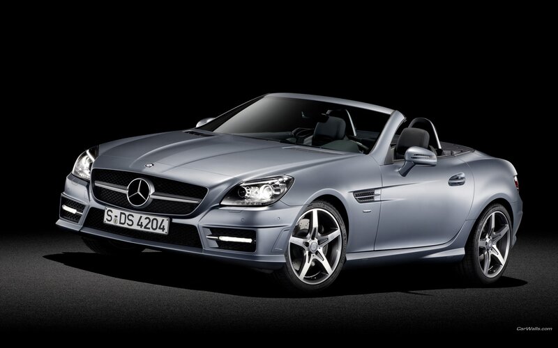 silver mercedes-benz slk convertible