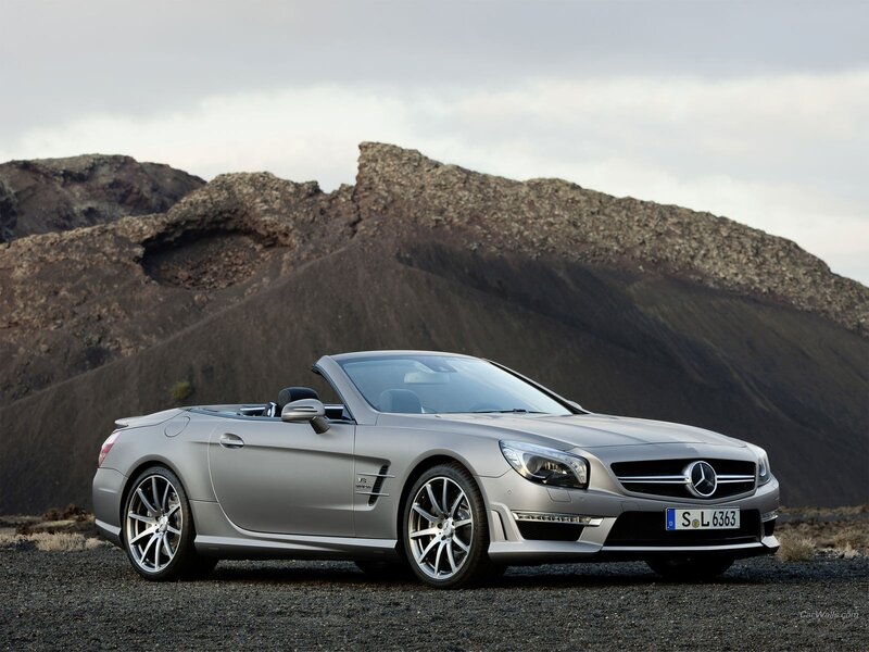 Silver Mercedes-Benz SLK convertible