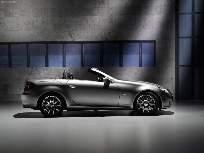 Silver Mercedes-Benz SLK convertible