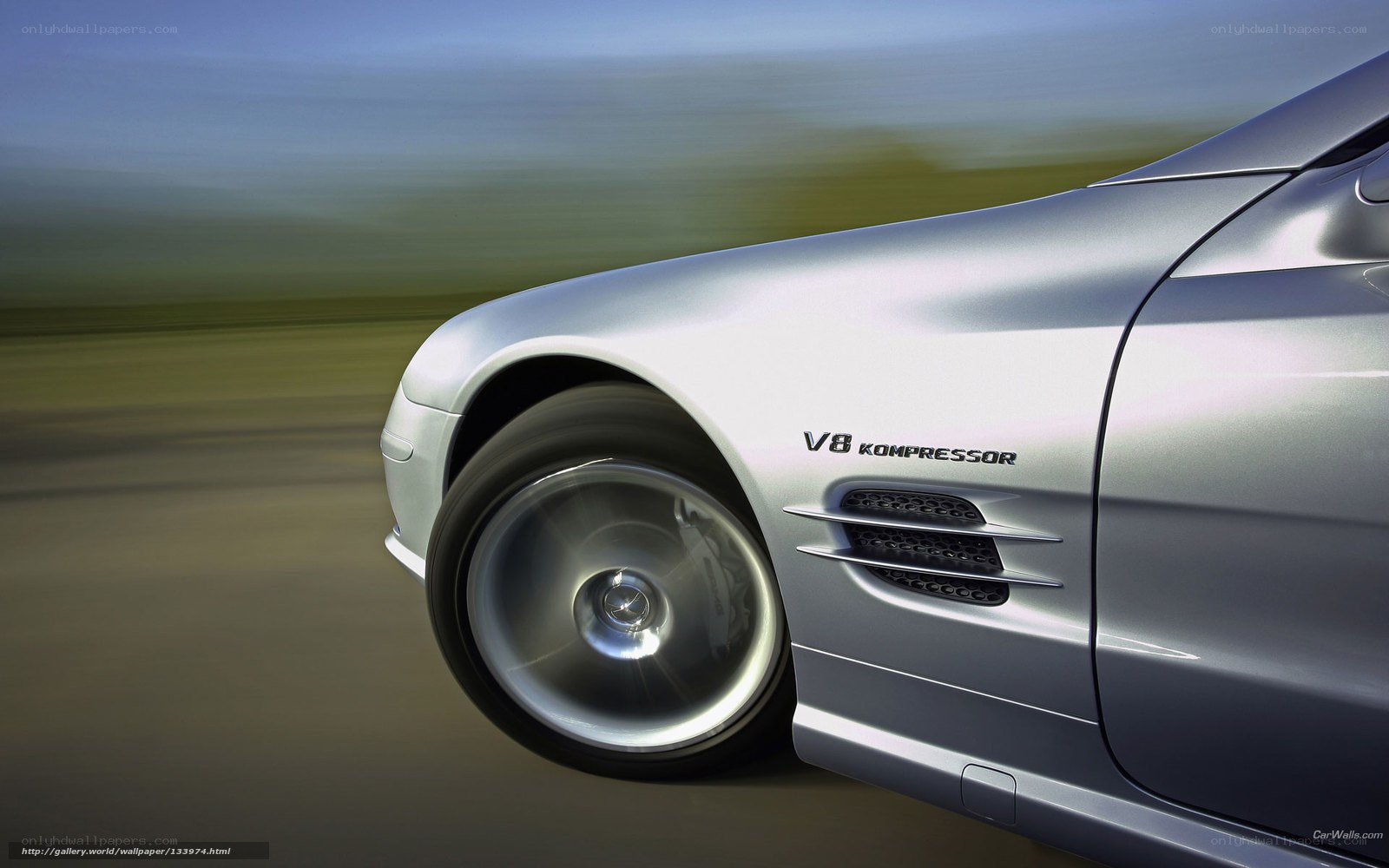 Silver Mercedes-Benz SLK in motion