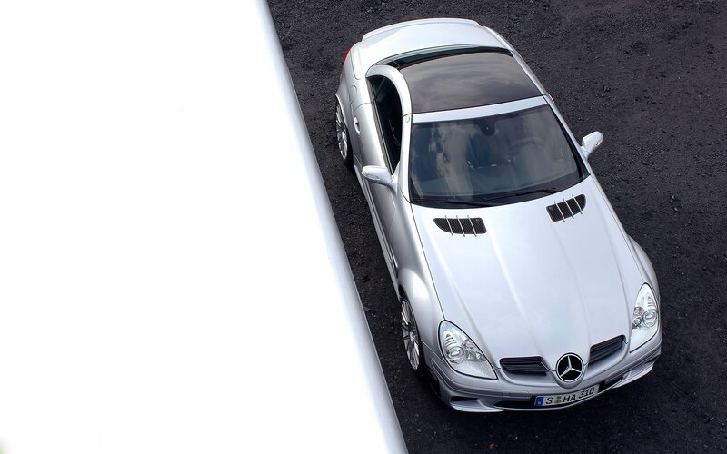 Silver Mercedes-Benz SLK parked