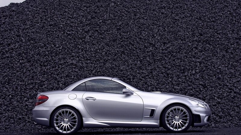 Silver Mercedes-Benz SLK parked