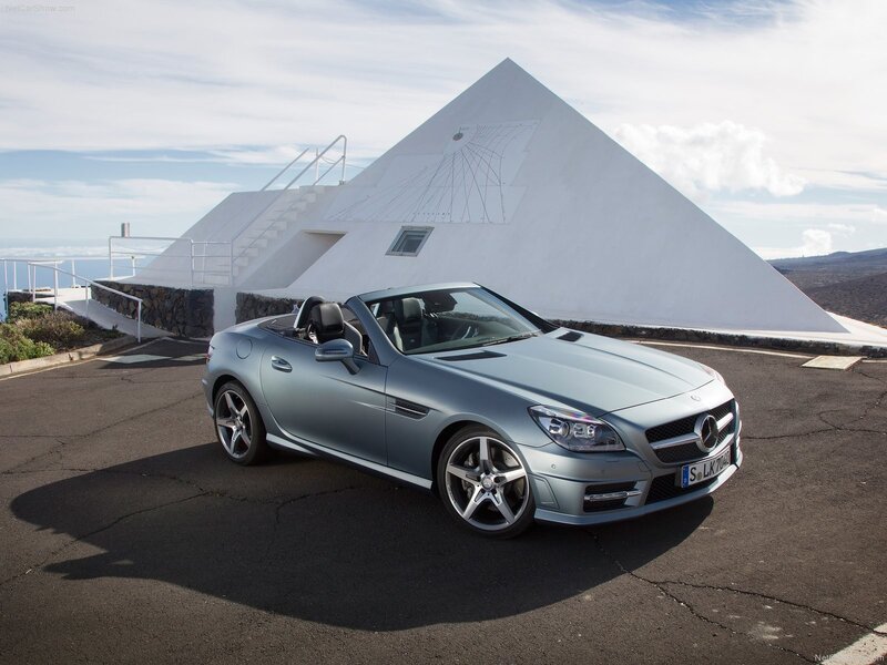 Silver Mercedes-Benz SLK parked