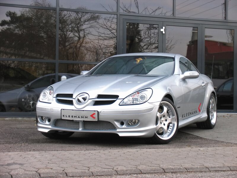 silver mercedes-benz slk with kleemann modifications