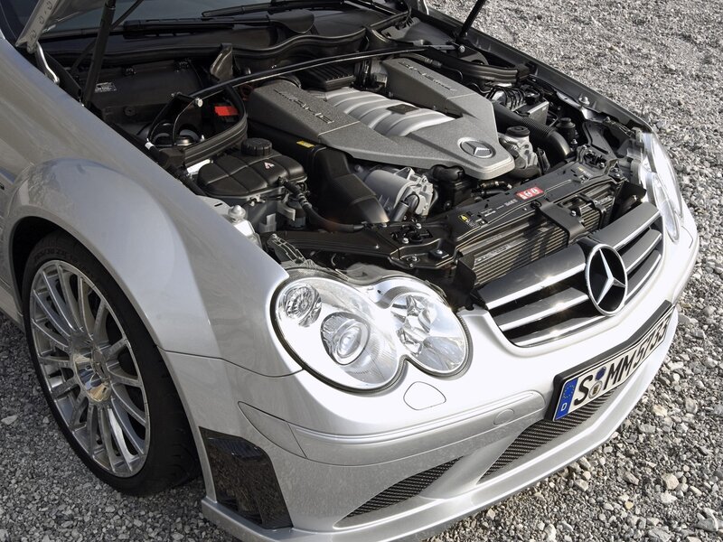 Silver Mercedes-Benz SLK with open hood