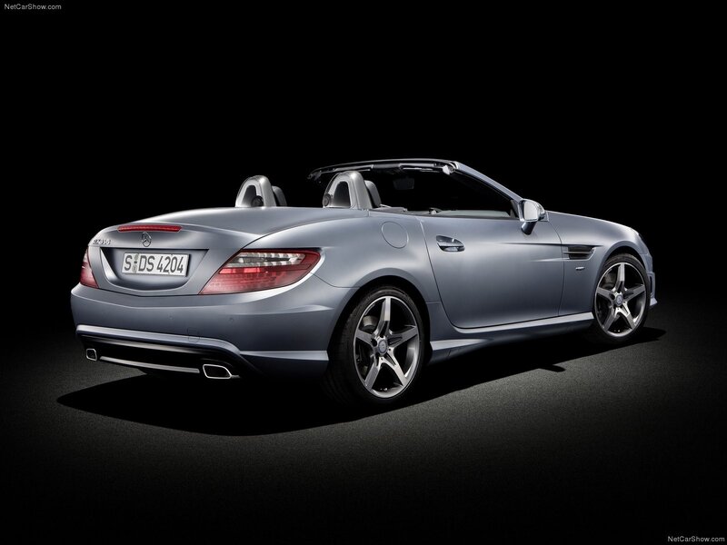 Silver Mercedes-Benz SLK350 convertible