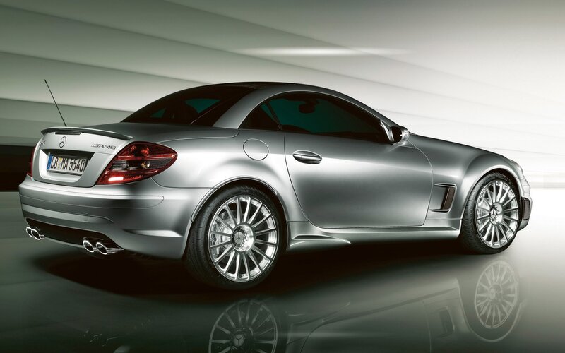 Silver Mercedes-Benz SLK55 AMG