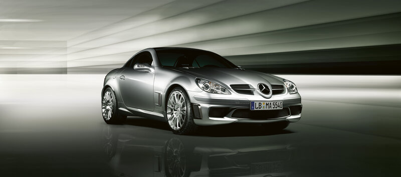 Silver Mercedes-Benz SLK55 AMG