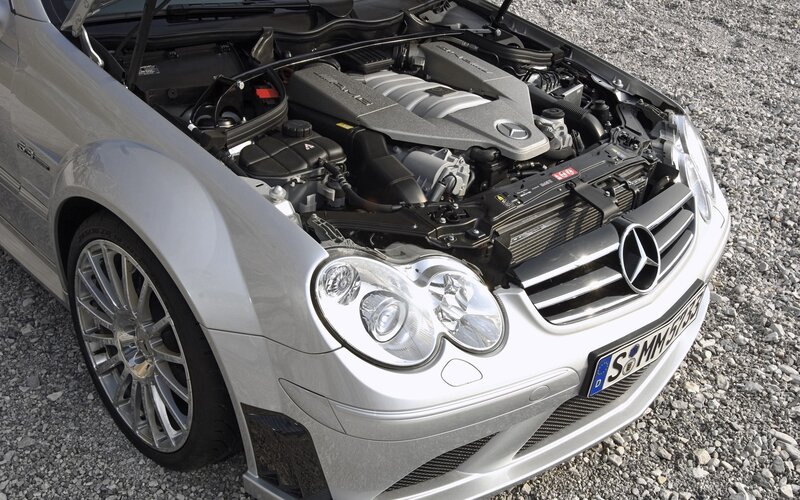 silver mercedes-benz slk55 amg engine