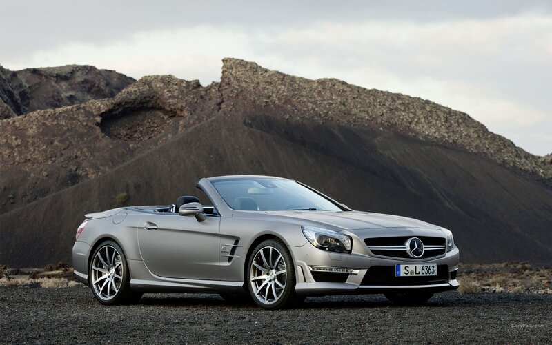 Silver Mercedes-Benz SLR convertible