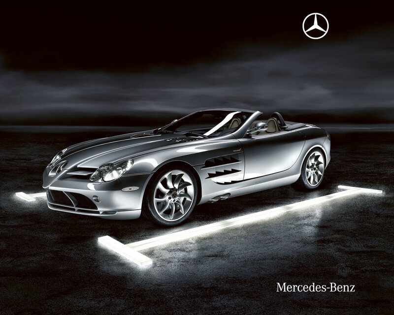 Silver Mercedes-benz Slr — Dramatic, Night, Photograph