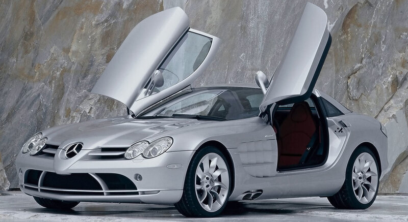 Silver Mercedes-benz Slr — Dramatic, Photograph, Car, Doors