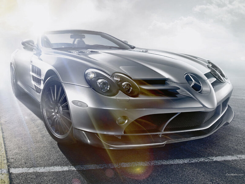 Silver Mercedes-benz Slr — Dramatic, Photograph, Car, Road, Sky