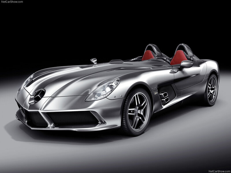 Silver Mercedes-benz Slr — Dramatic, Photograph, Red Seats, Convertible