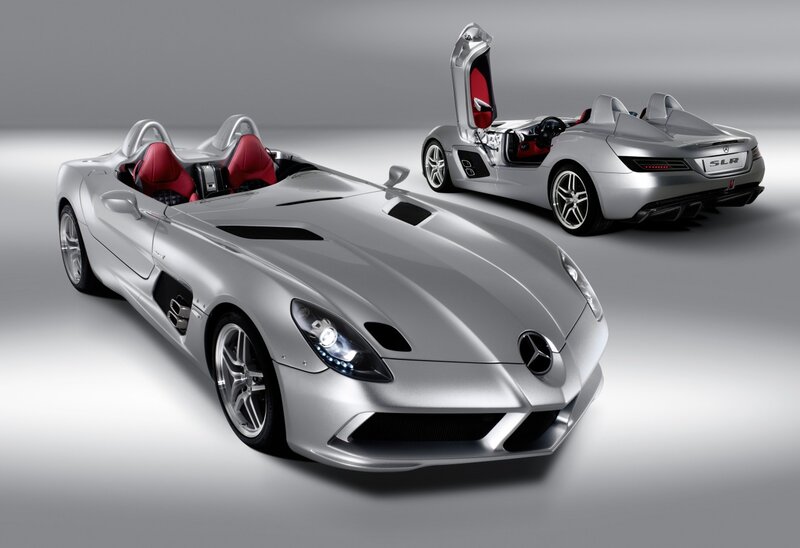 Silver Mercedes-benz Slr — Dramatic, Photograph, Red Seats, Gullwing Doors