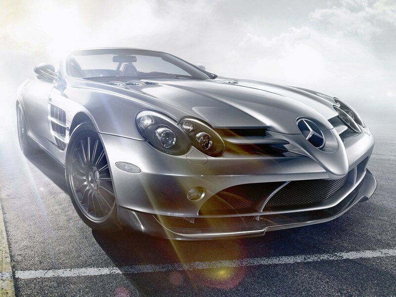 Silver Mercedes-Benz SLR McLaren