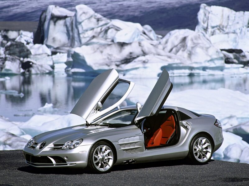 Silver Mercedes-Benz SLR McLaren