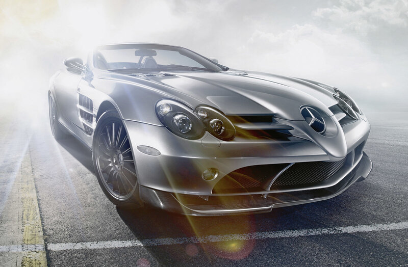 Silver Mercedes-Benz SLR McLaren