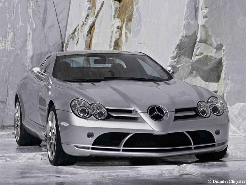 Silver Mercedes-Benz SLR McLaren