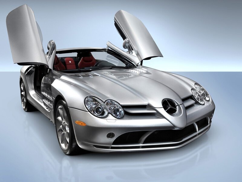 Silver Mercedes-Benz SLR McLaren