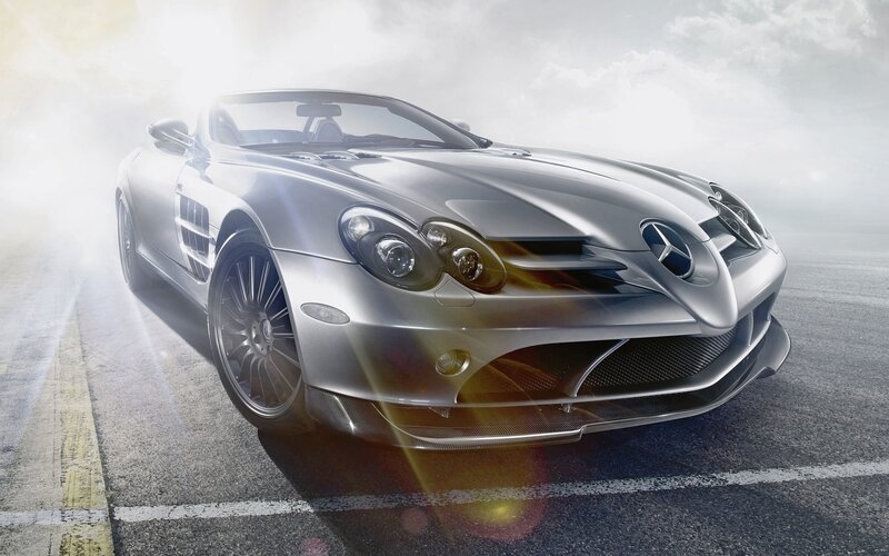 Silver Mercedes-Benz SLR McLaren