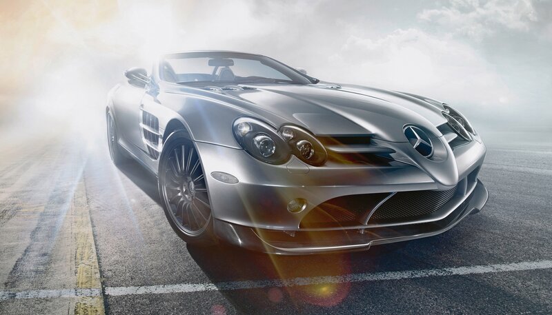 Silver Mercedes-Benz SLR McLaren