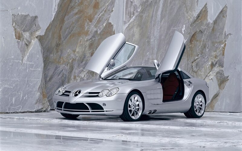 Silver Mercedes-Benz SLR McLaren