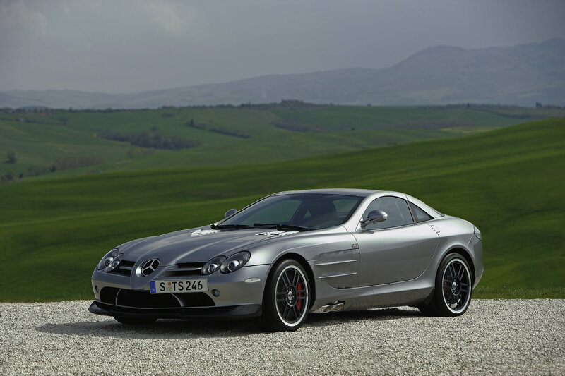 Silver Mercedes-Benz SLR McLaren