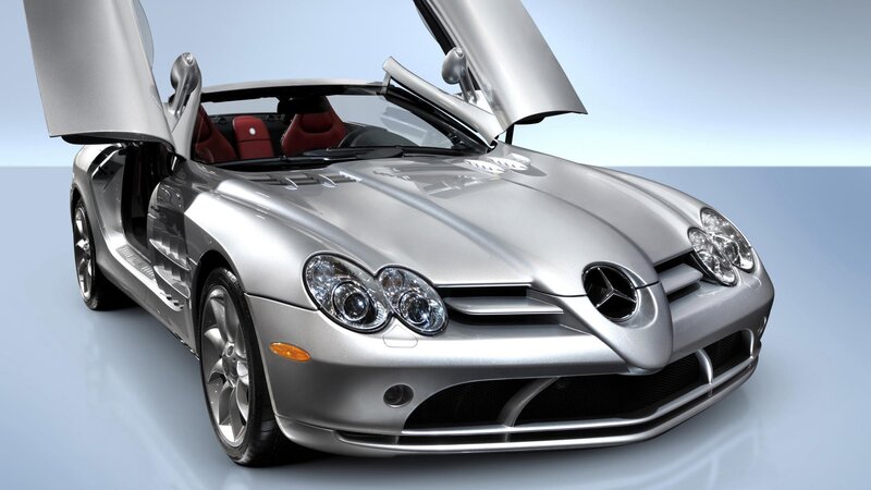 Silver Mercedes-Benz SLR McLaren