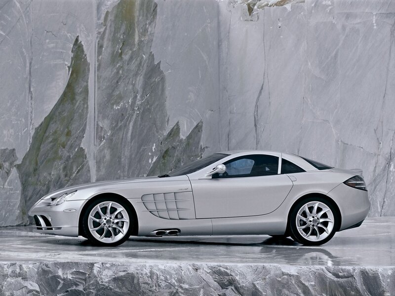 Silver Mercedes-Benz SLR McLaren
