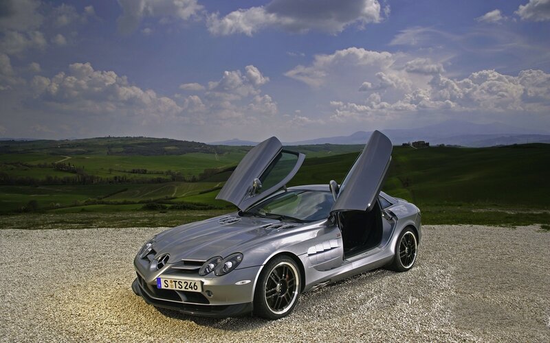 Silver Mercedes-Benz SLR McLaren