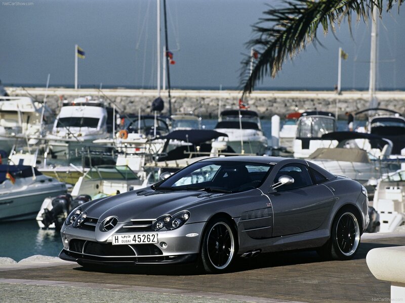 Silver Mercedes-Benz SLR McLaren