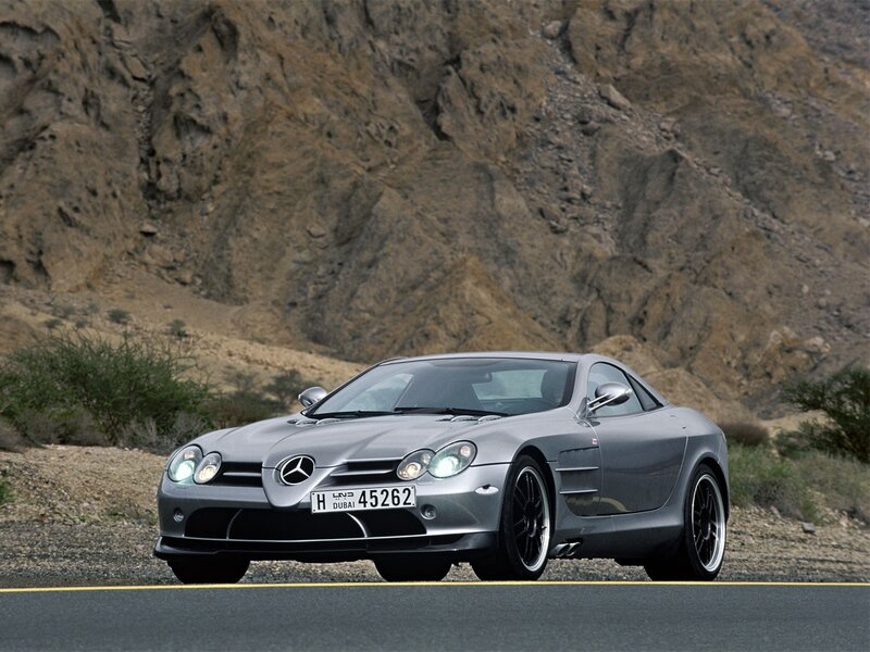 Silver Mercedes-Benz SLR McLaren