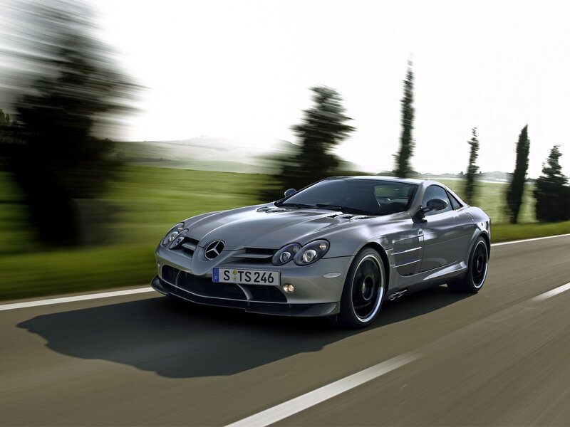 Silver Mercedes-Benz SLR McLaren