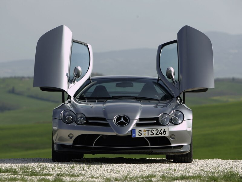 Silver Mercedes-Benz SLR McLaren