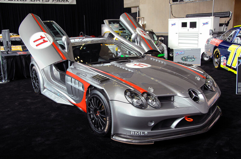 Silver Mercedes-Benz SLR McLaren race car