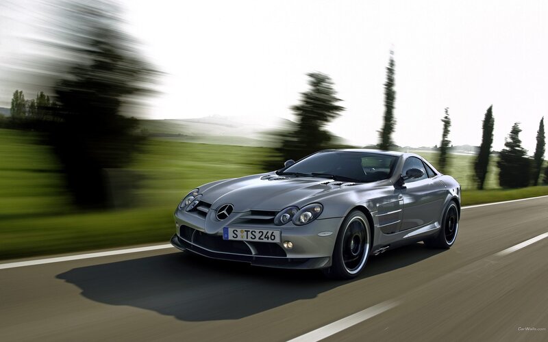 silver mercedes-benz slr on road