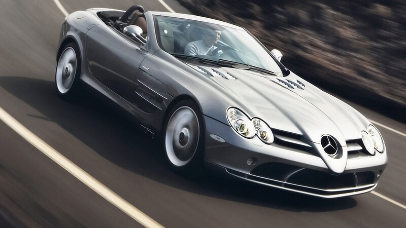silver mercedes-benz slr roadster