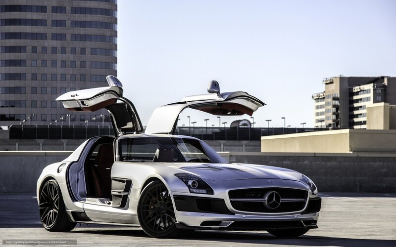 Silver Mercedes-Benz SLS AMG