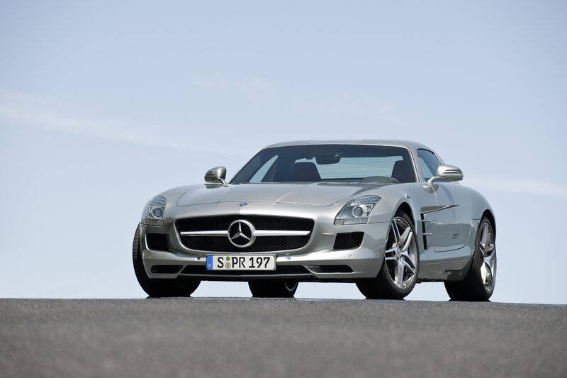 Silver Mercedes-Benz SLS AMG