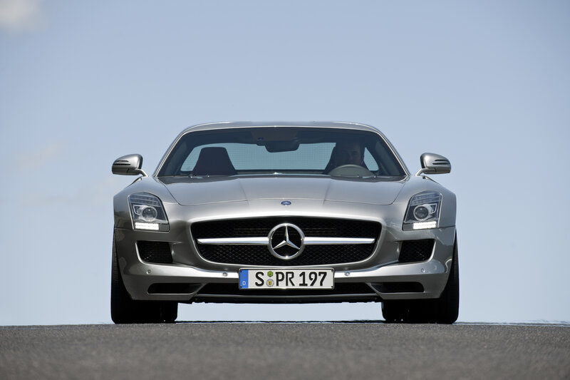 Silver Mercedes-Benz SLS AMG