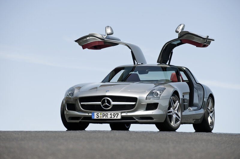 Silver Mercedes-Benz SLS AMG