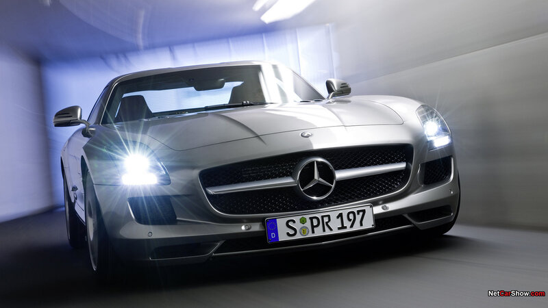 Silver Mercedes-Benz SLS AMG