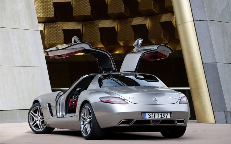 Silver Mercedes-Benz SLS AMG