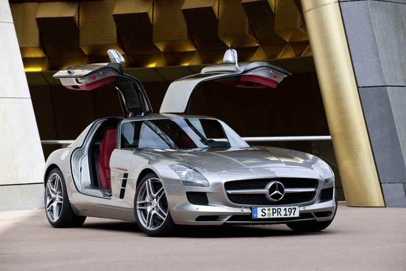Silver Mercedes-Benz SLS AMG