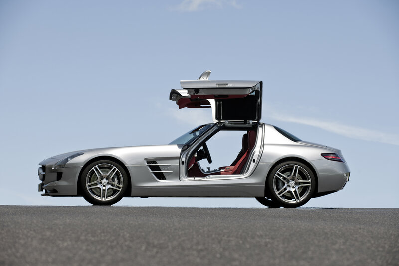 Silver Mercedes-Benz SLS AMG