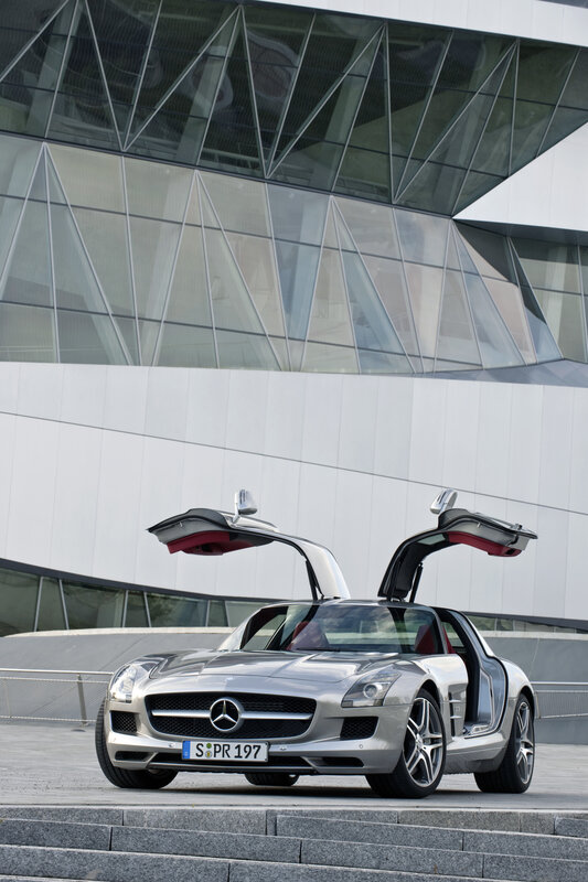 Silver Mercedes-Benz SLS AMG