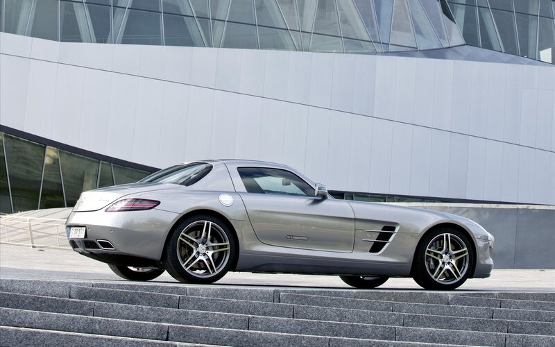 Silver Mercedes-Benz SLS AMG
