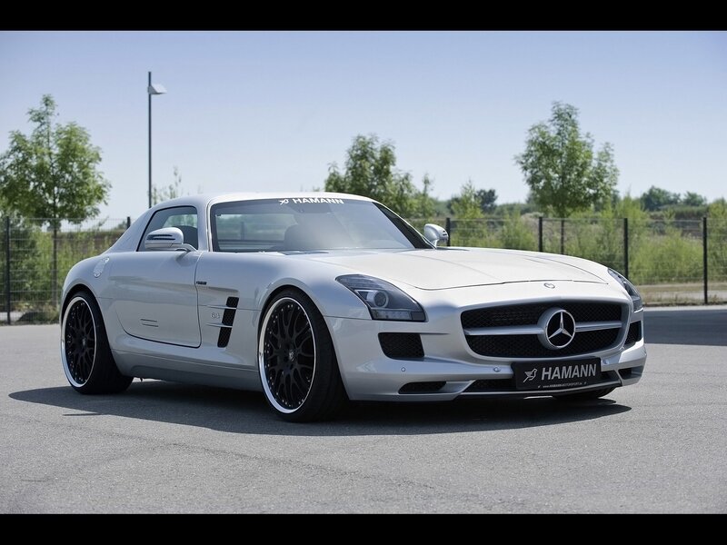 Silver Mercedes-Benz SLS AMG